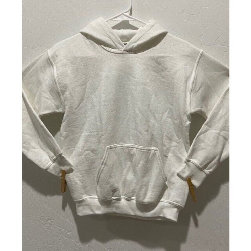 Kids Gildan Heavy Blend Hoodie Size M (pit-2-pit = 18") Long Sleeve White Blend